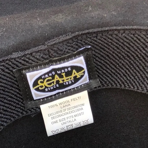 Scala 100% Wool Felt Unisex Cowboy Cowgirl Hat Western Cap Black Silver Buckle